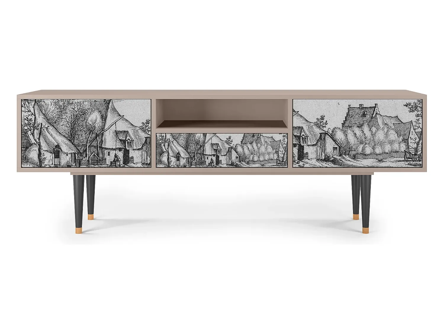 Móvel De Tv* Mueble de TV - 170х59х41 cm - T6 - Farms in a Village, Latte Bege