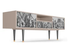 Móvel De Tv* Mueble de TV - 170х59х41 cm - T6 - Farms in a Village, Latte Bege