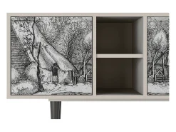 Mueble de TV - 150х69х41 cm - T5 - Farms in a Village, Areia^ Móvel De Tv