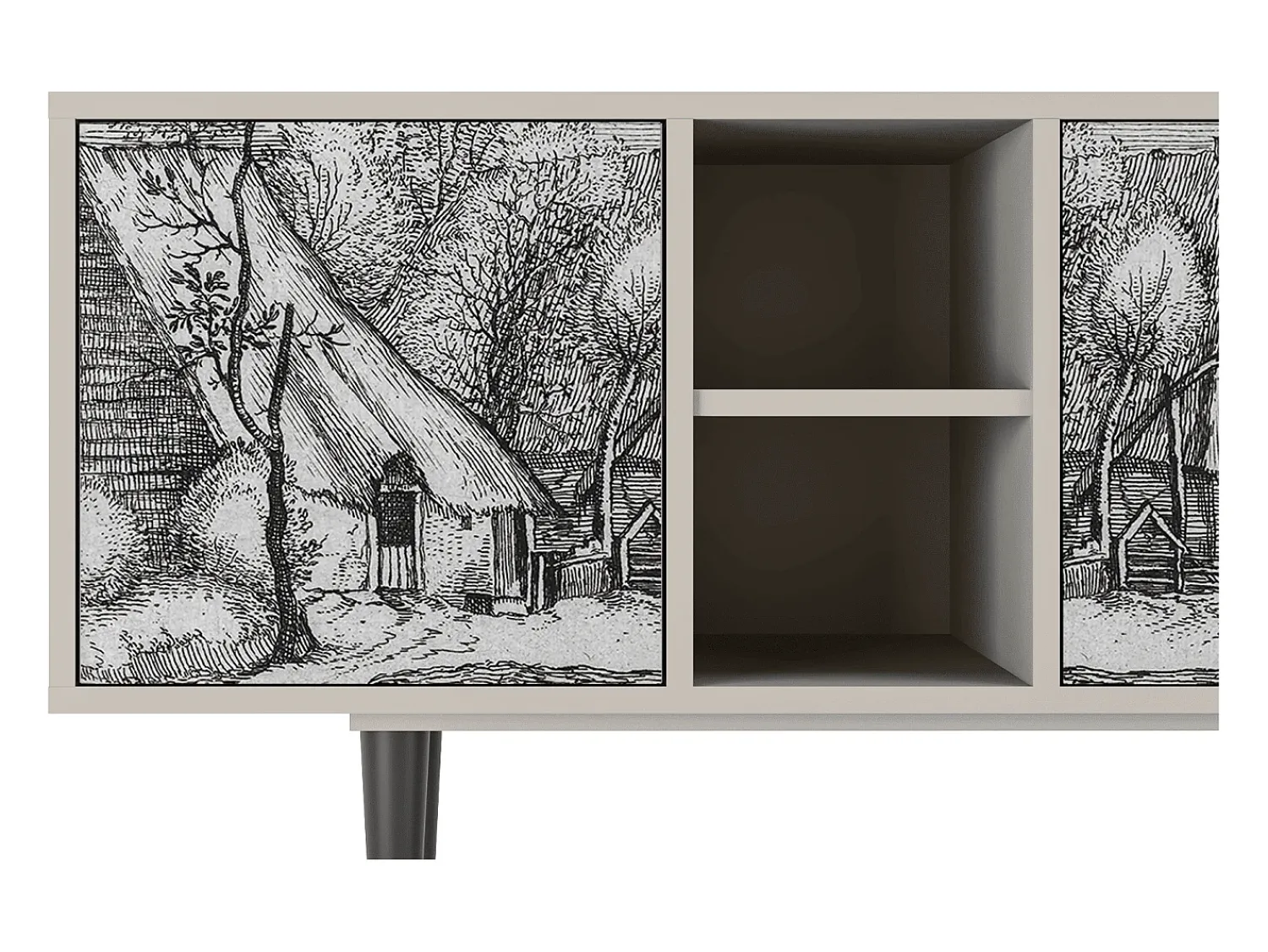Mueble de TV - 150х69х41 cm - T5 - Farms in a Village, Areia^ Móvel De Tv