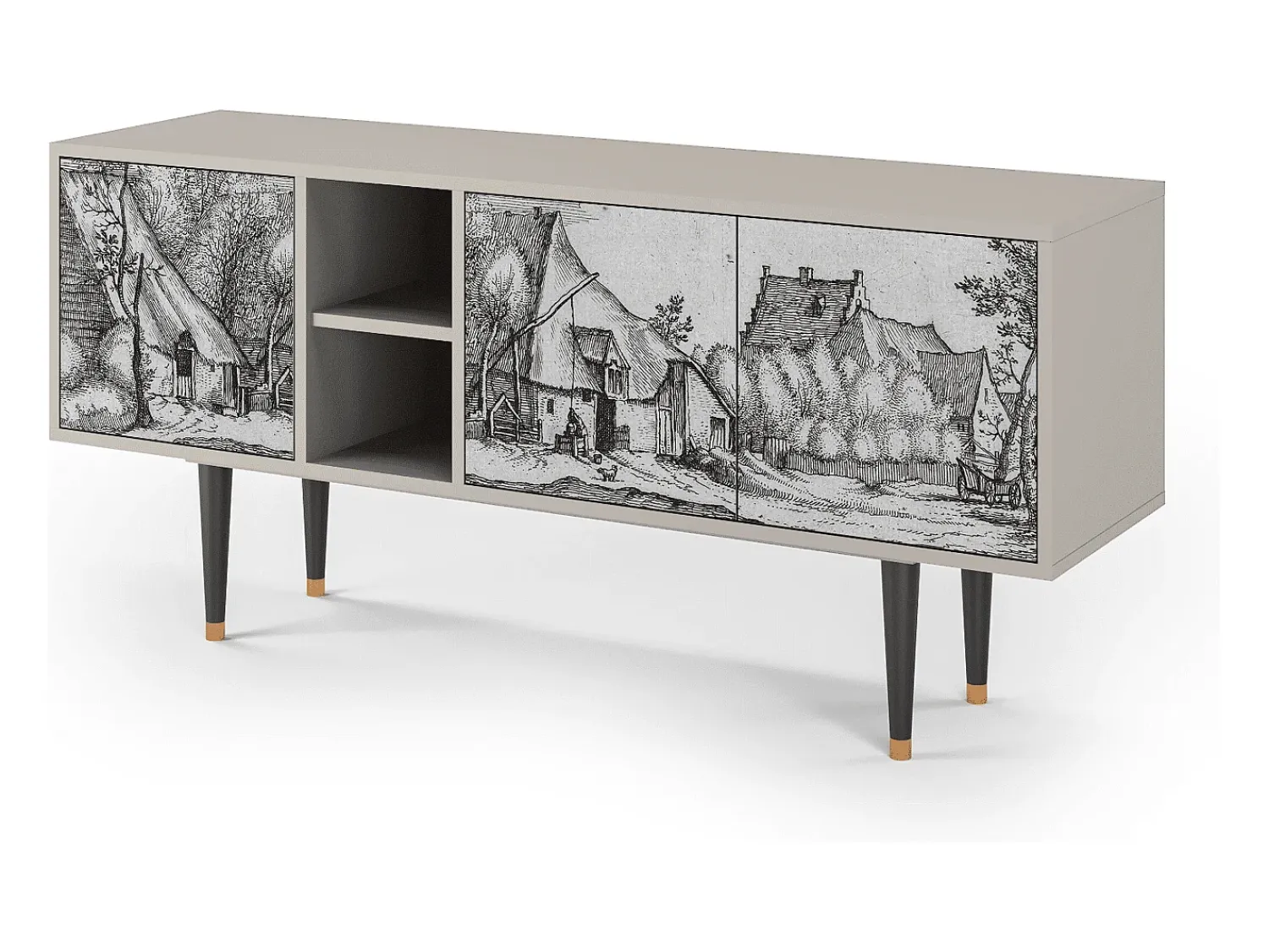 Mueble de TV - 150х69х41 cm - T5 - Farms in a Village, Areia^ Móvel De Tv