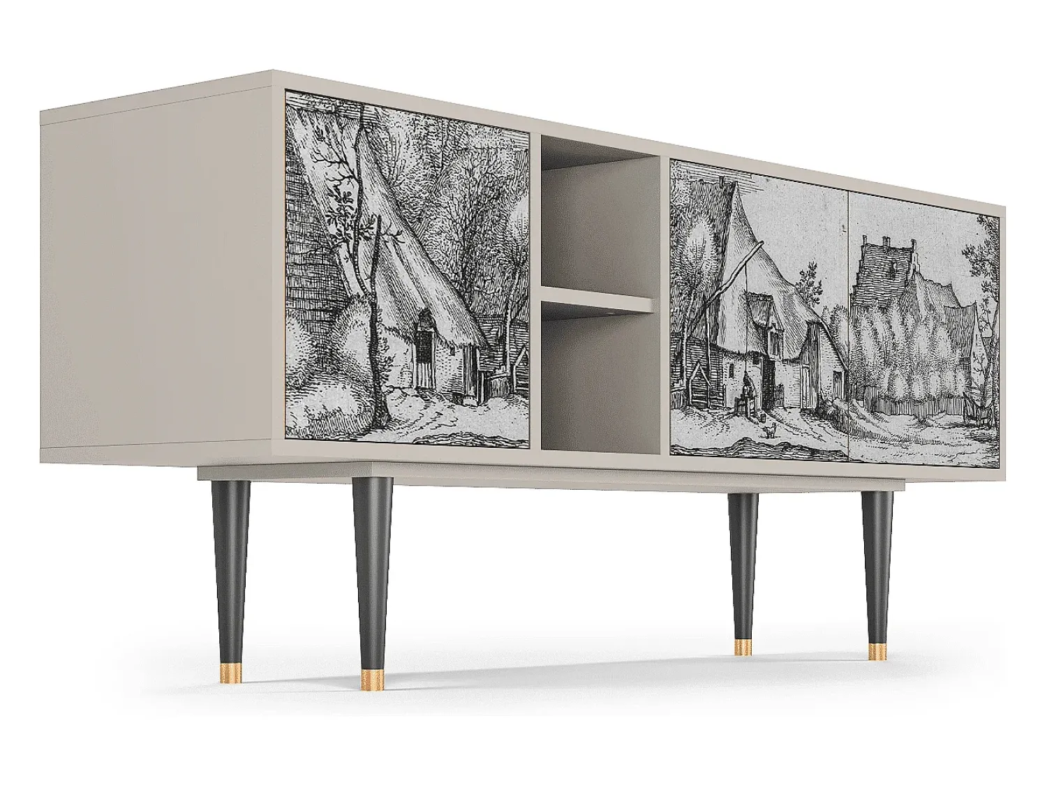 Mueble de TV - 150х69х41 cm - T5 - Farms in a Village, Areia^ Móvel De Tv