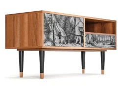 Móvel De Tv* Mueble de TV - 115х59х48 cm - T3 - Farms in a Village, Nogueira Castanho