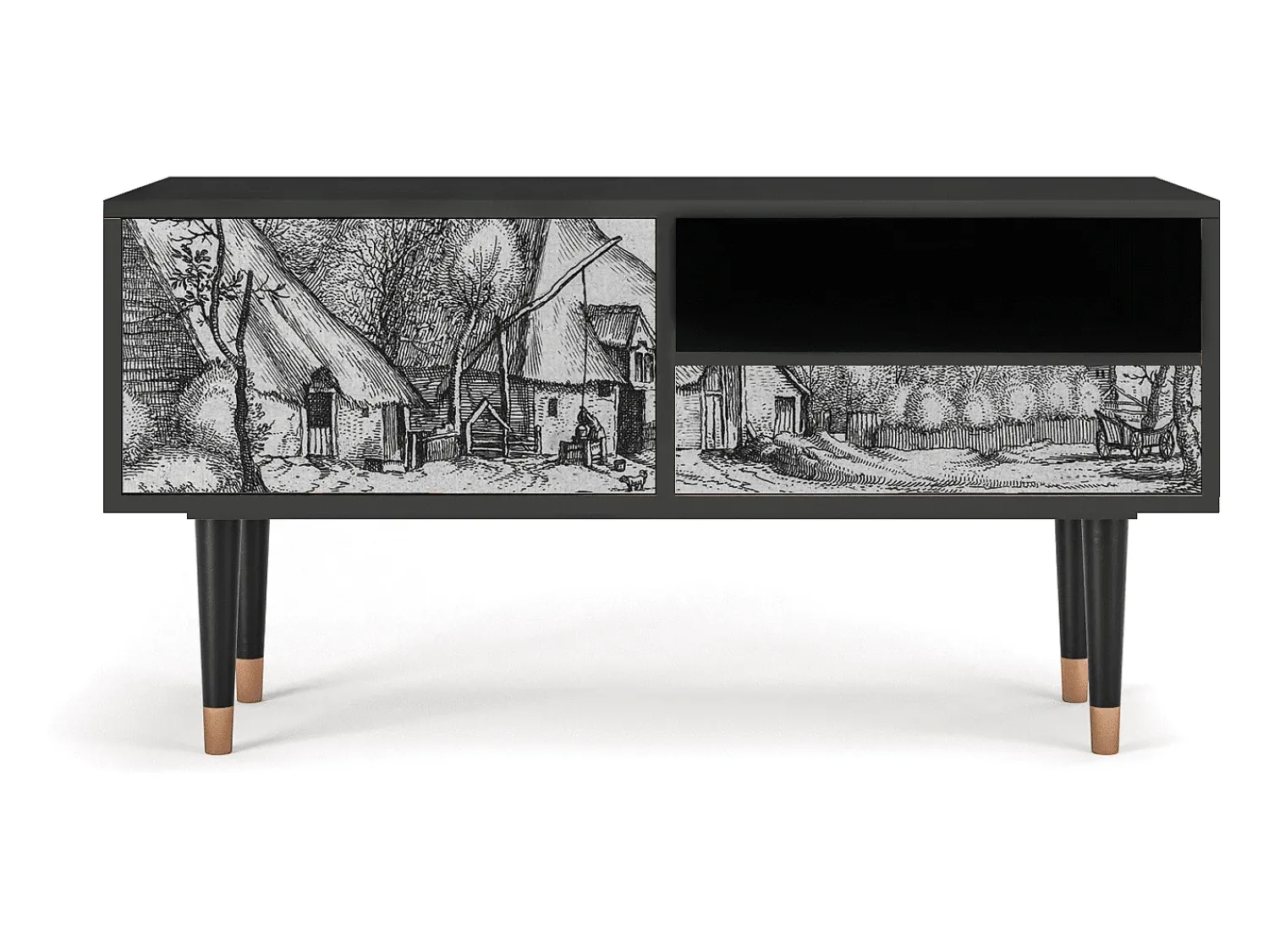 Mueble de TV - 115х59х48 cm - T3 - Farms in a Village, Antracite^ Móvel De Tv