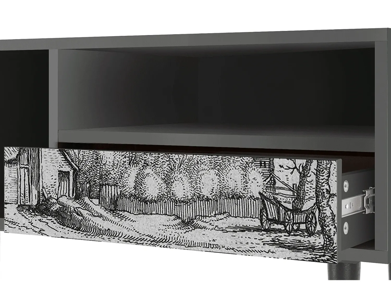 Mueble de TV - 115х59х48 cm - T3 - Farms in a Village, Antracite^ Móvel De Tv