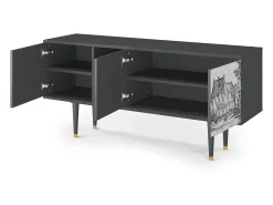 Online Mueble de TV - 150х69х41 cm - T5 - Farms in a Village, Antracite Cinza antracite