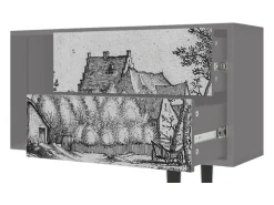 Outlet Mueble de TV - 170х69х48 cm - T1 - Farms in a Village, Cinza Cinzento