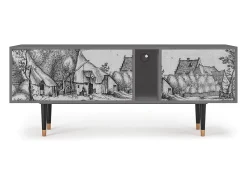 Outlet Mueble de TV - 170х69х48 cm - T1 - Farms in a Village, Cinza Cinzento