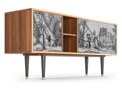 Mueble de TV - 150х69х41 cm - T5 - Farms in a Village, Nogueira^ Móvel De Tv
