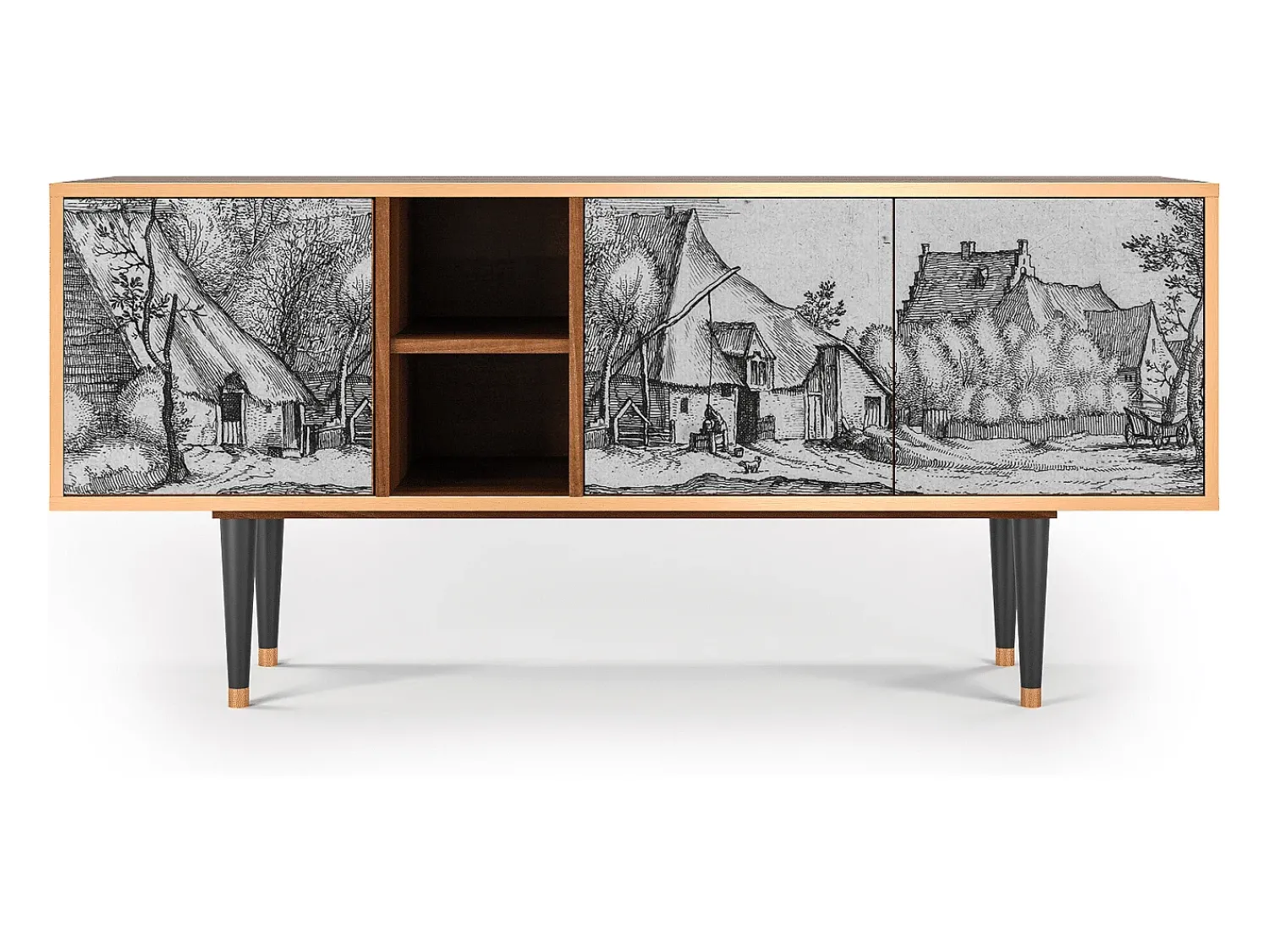 Mueble de TV - 150х69х41 cm - T5 - Farms in a Village, Nogueira^ Móvel De Tv
