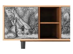 Mueble de TV - 150х69х41 cm - T5 - Farms in a Village, Nogueira^ Móvel De Tv