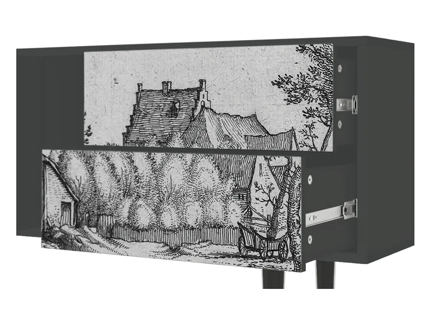 Mueble de TV - 170х69х48 cm - T1 - Farms in a Village, Antracite^ Móvel De Tv