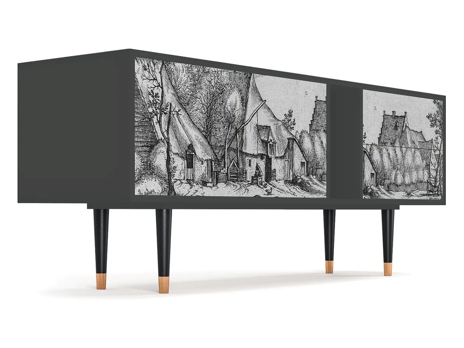 Mueble de TV - 170х69х48 cm - T1 - Farms in a Village, Antracite^ Móvel De Tv