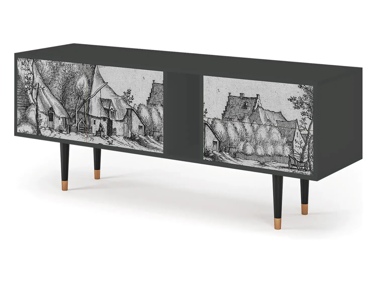 Mueble de TV - 170х69х48 cm - T1 - Farms in a Village, Antracite^ Móvel De Tv