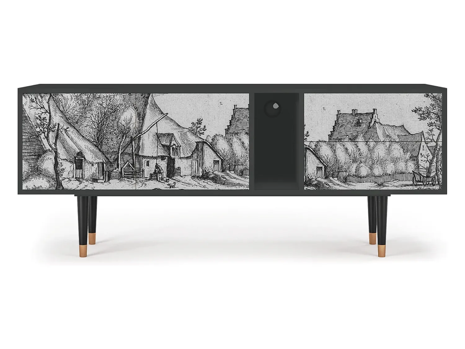 Mueble de TV - 170х69х48 cm - T1 - Farms in a Village, Antracite^ Móvel De Tv