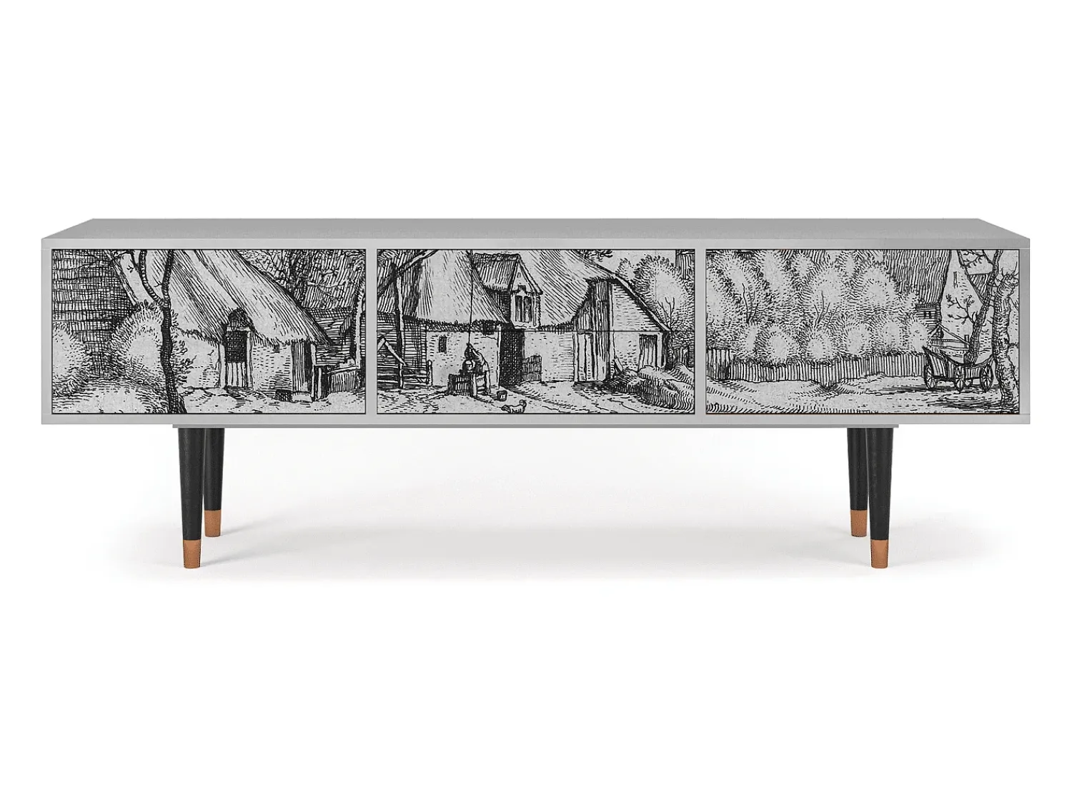 Online Mueble de TV - 170х59х48 cm - T4 - Farms in a Village, Cinza Cinzento