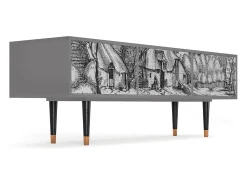 Online Mueble de TV - 170х59х48 cm - T4 - Farms in a Village, Cinza Cinzento