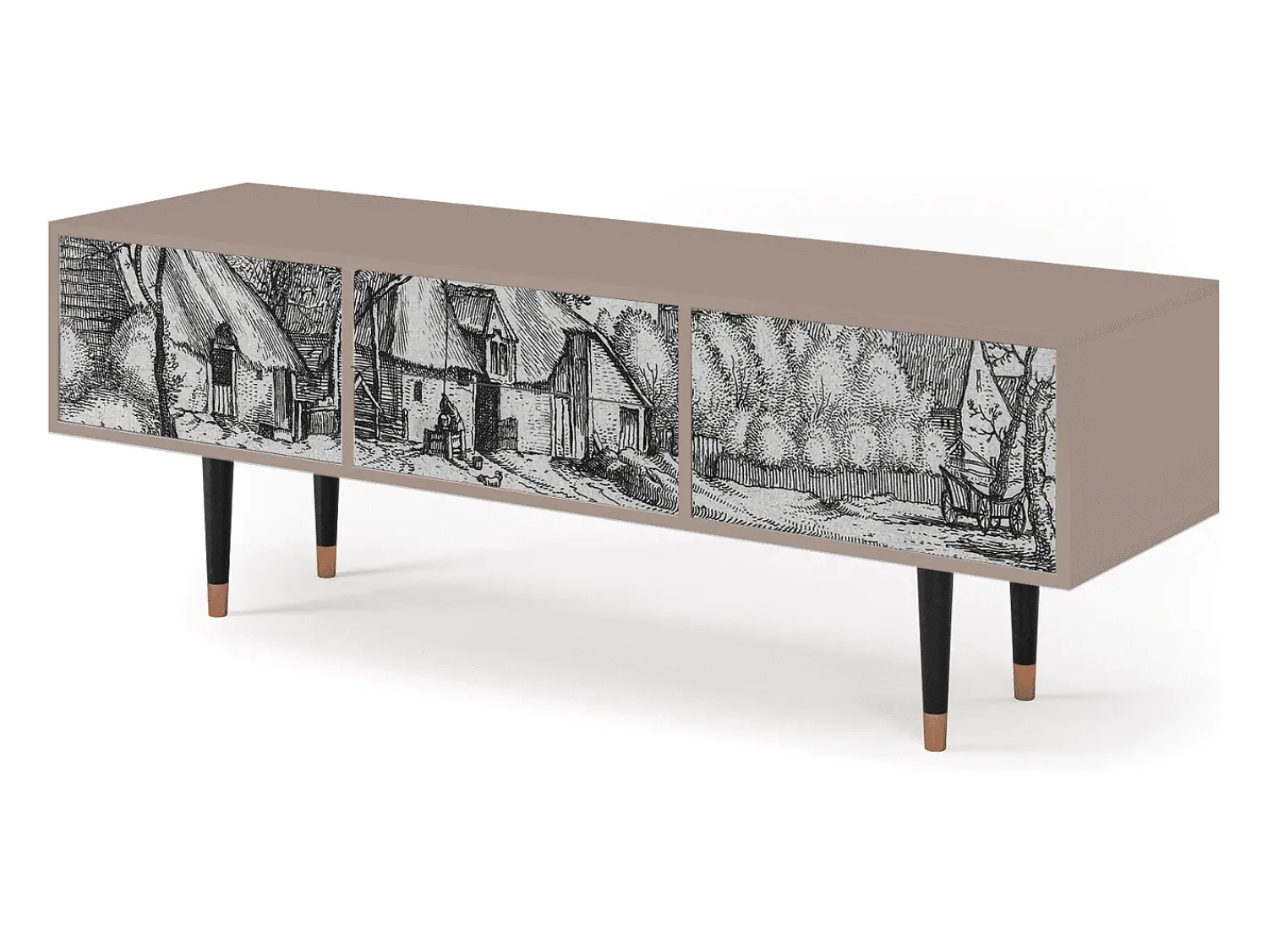 Móvel De Tv* Mueble de TV - 170х59х48 cm - T4 - Farms in a Village, Latte Bege