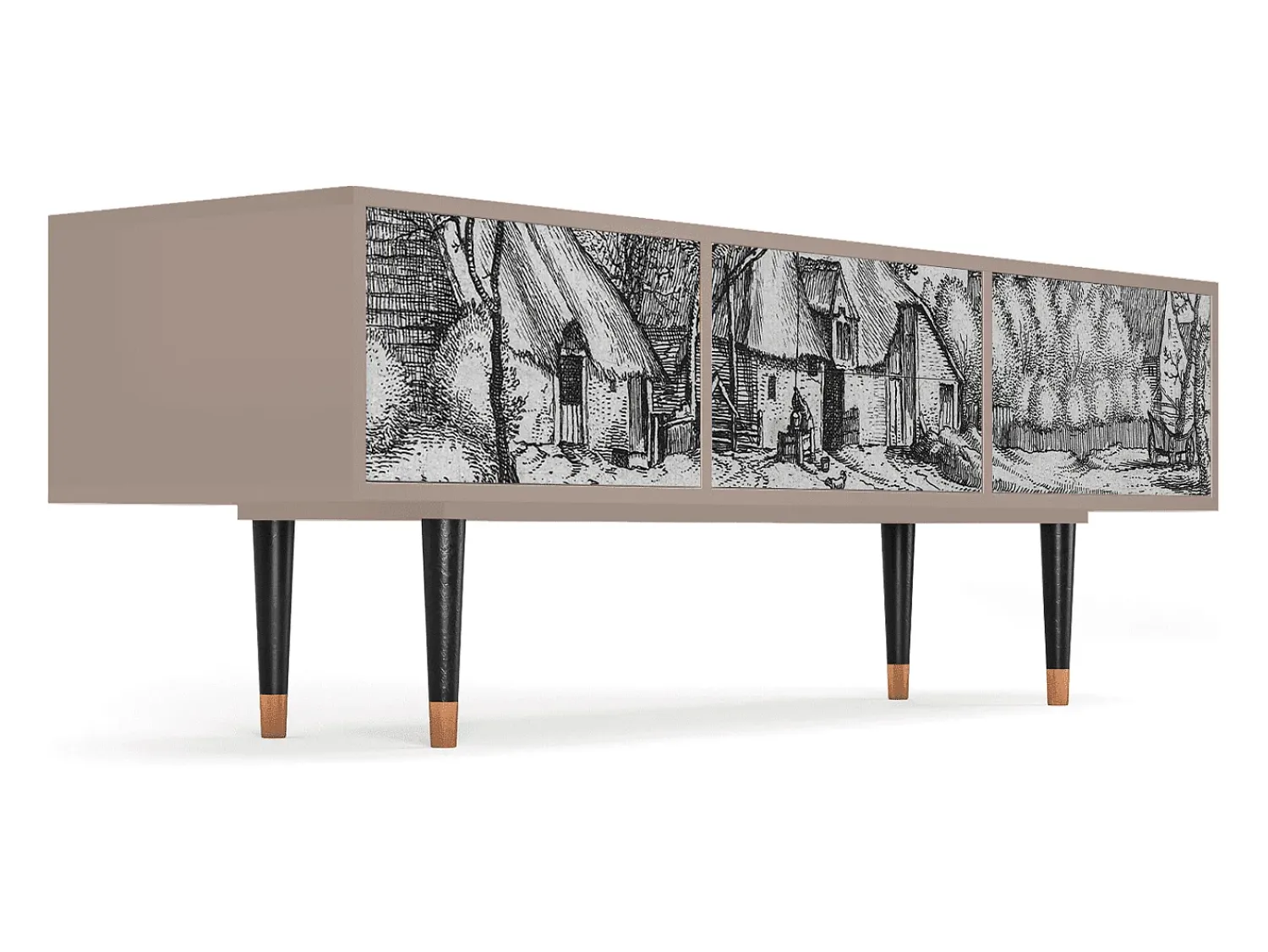 Móvel De Tv* Mueble de TV - 170х59х48 cm - T4 - Farms in a Village, Latte Bege