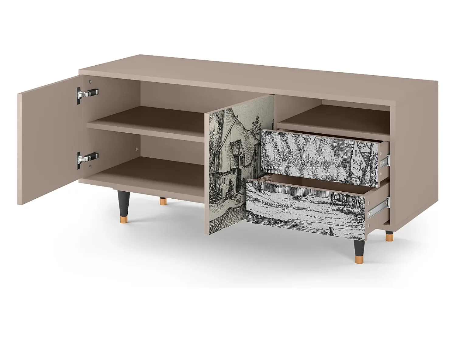 Mueble de TV - 125х56х41 cm - T7 - Farms in a Village, Latte^ Móvel De Tv