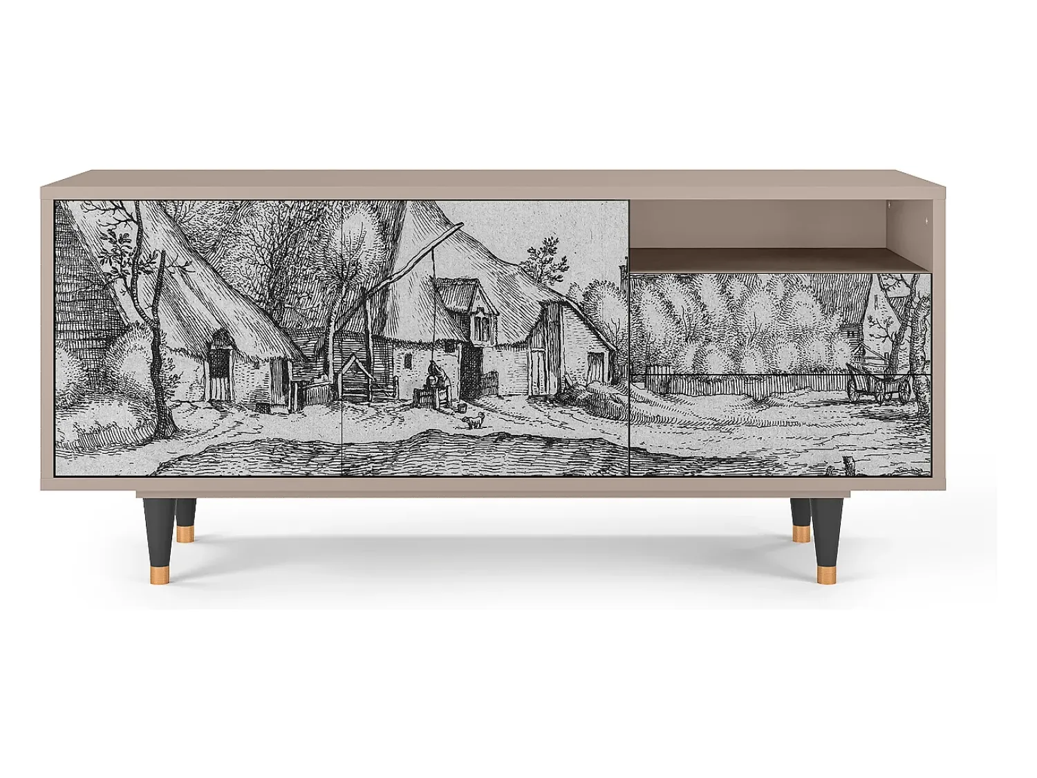 Mueble de TV - 125х56х41 cm - T7 - Farms in a Village, Latte^ Móvel De Tv