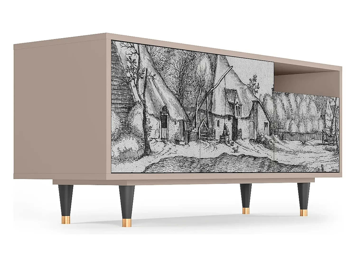 Mueble de TV - 125х56х41 cm - T7 - Farms in a Village, Latte^ Móvel De Tv