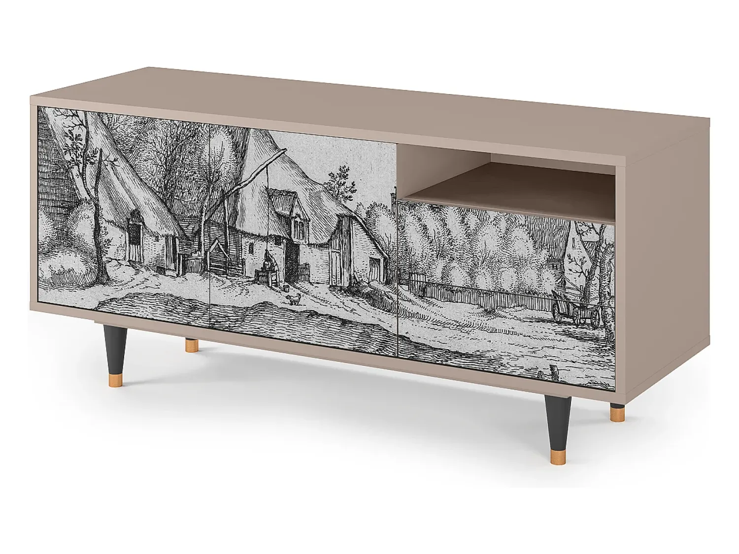 Mueble de TV - 125х56х41 cm - T7 - Farms in a Village, Latte^ Móvel De Tv