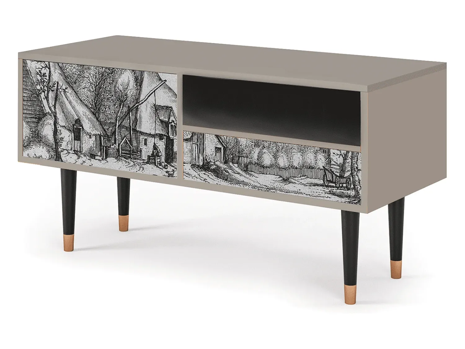 Móvel De Tv| Mueble de TV - 115х59х48 cm - T3 - Farms in a Village, Areia Bege