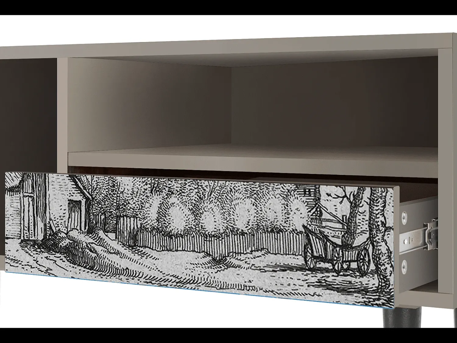 Móvel De Tv| Mueble de TV - 115х59х48 cm - T3 - Farms in a Village, Areia Bege