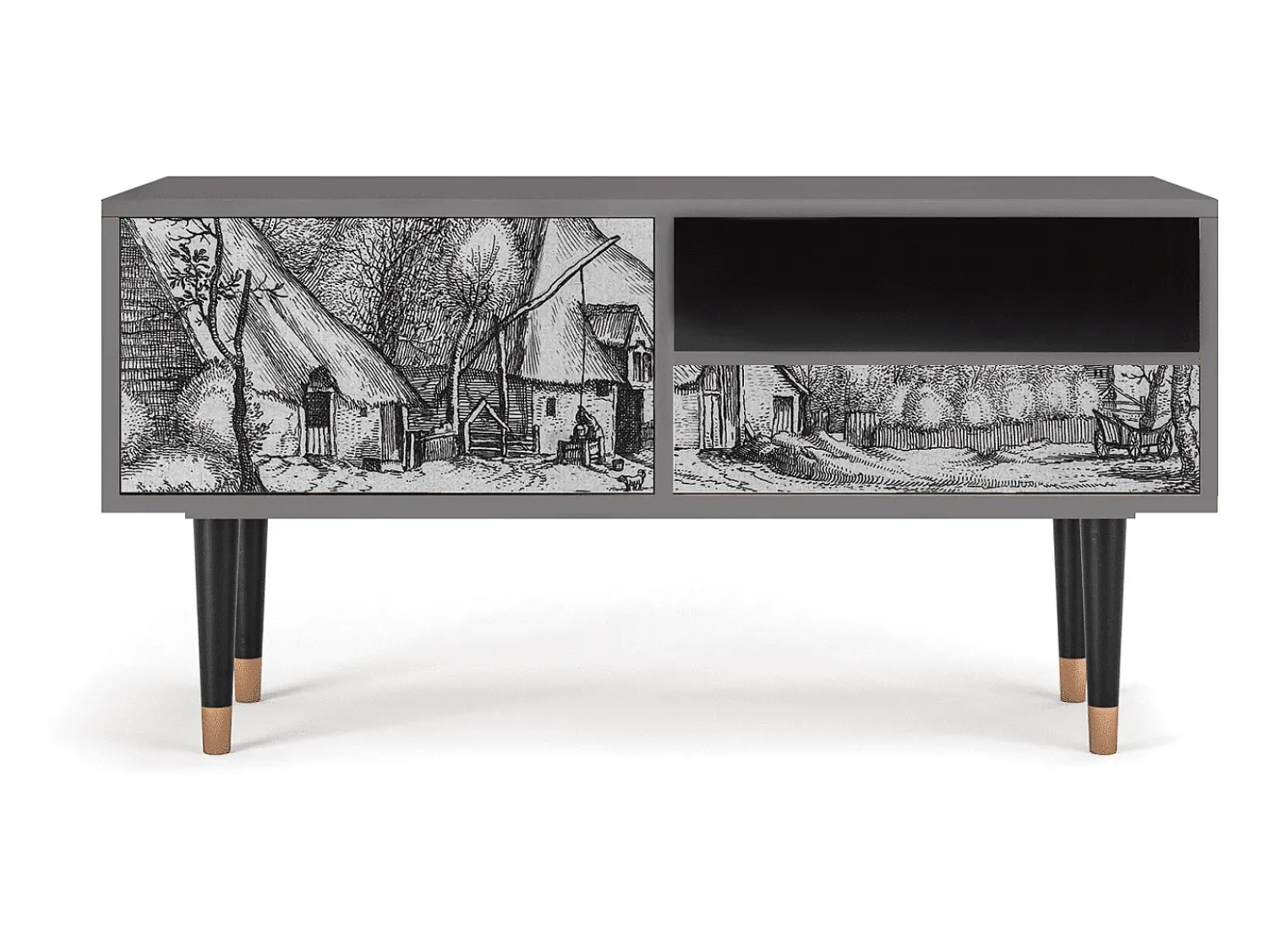 Móvel De Tv| Mueble de TV - 115х59х48 cm - T3 - Farms in a Village, Areia Bege