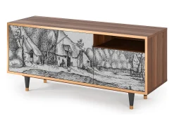 Discount Mueble de TV - 125х56х41 cm - T7 - Farms in a Village, Nogueira Castanho