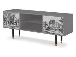 Mueble de TV - 170х69х48 cm - T2 - Farms in a Village, Cinza^ Móvel De Tv