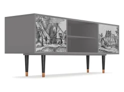 Mueble de TV - 170х69х48 cm - T2 - Farms in a Village, Cinza^ Móvel De Tv