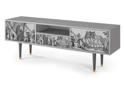 Online Mueble de TV - 170х59х41 cm - T6 - Farms in a Village, Cinza Cinzento