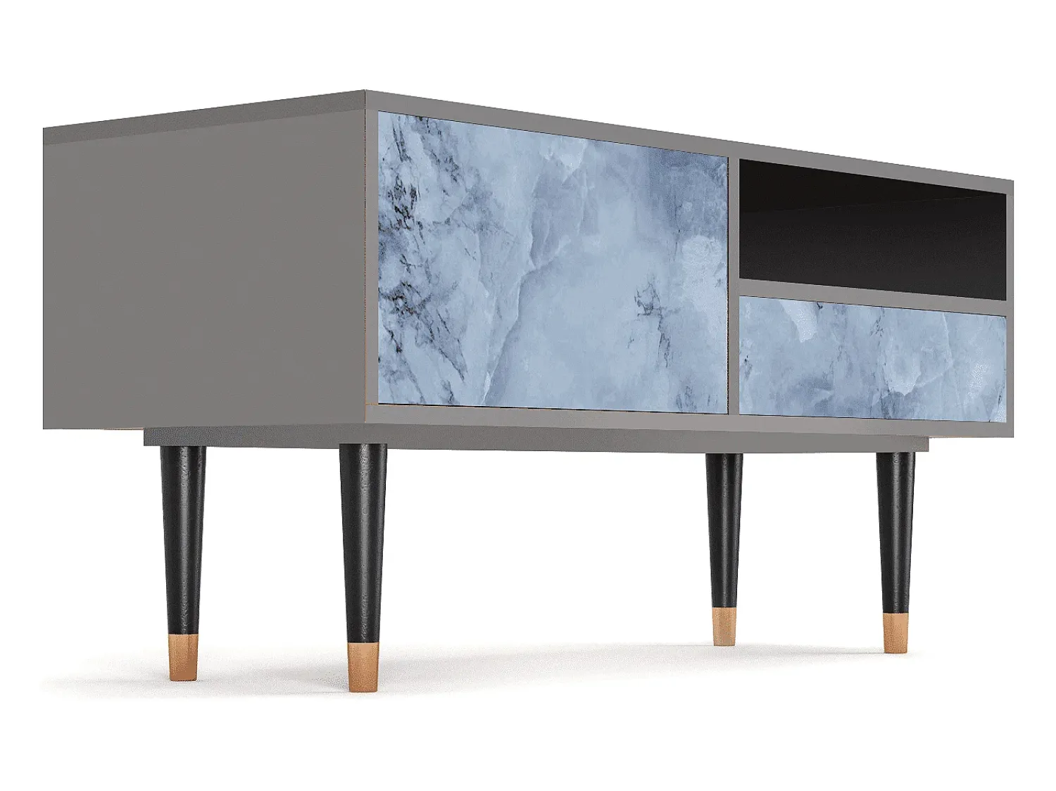 Mueble de TV - 115х59х48 cm - T3 - Feather Ice, Cinza Cinzento