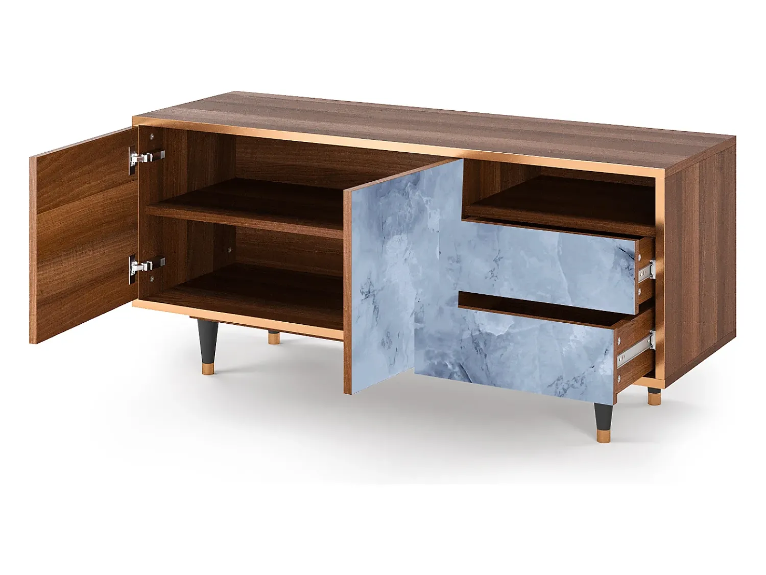 Mueble de TV - 125х56х41 cm - T7 - Feather Ice, Nogueira^ Móvel De Tv