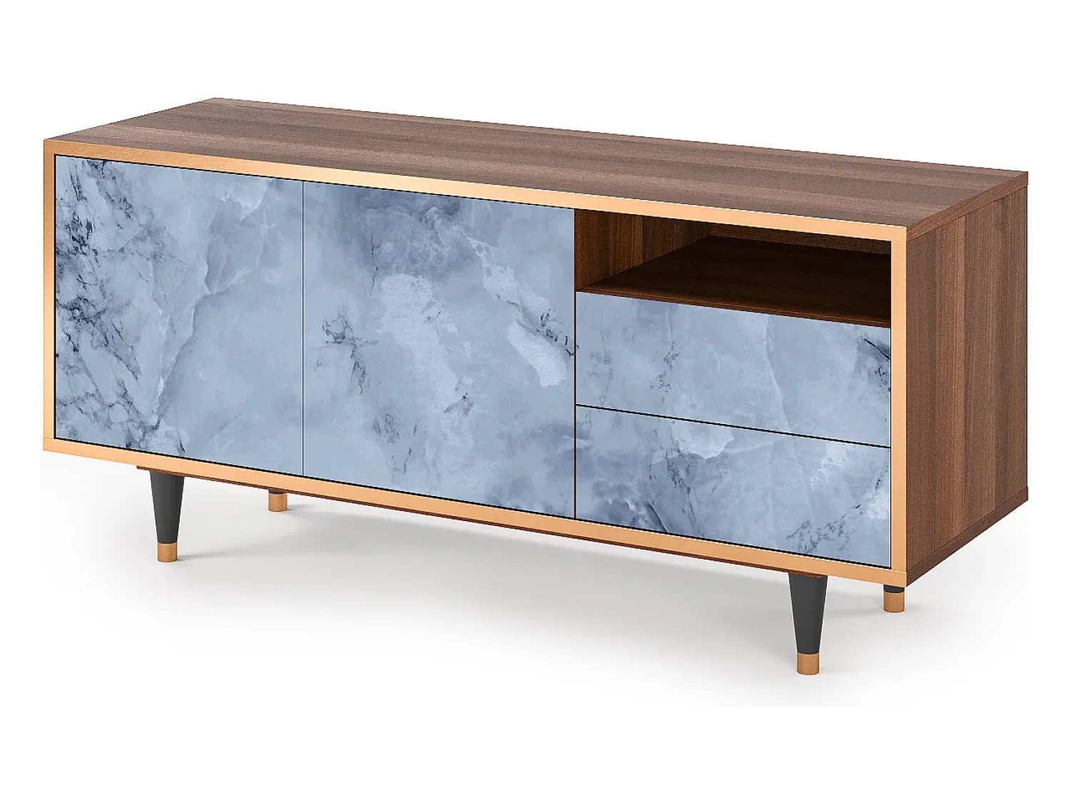 Mueble de TV - 125х56х41 cm - T7 - Feather Ice, Nogueira^ Móvel De Tv