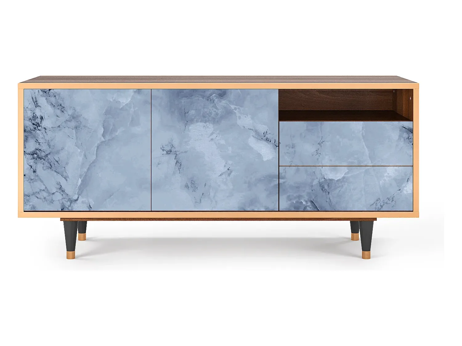 Mueble de TV - 125х56х41 cm - T7 - Feather Ice, Nogueira^ Móvel De Tv