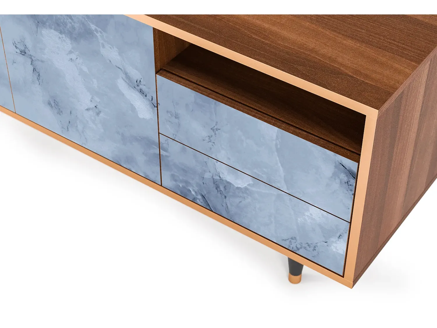 Mueble de TV - 125х56х41 cm - T7 - Feather Ice, Nogueira^ Móvel De Tv