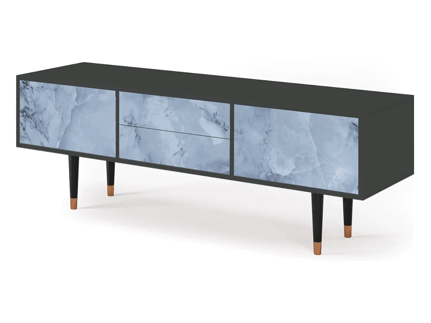 Móvel De Tv* Mueble de TV - 170х59х48 cm - T4 - Feather Ice, Antracite Cinza antracite