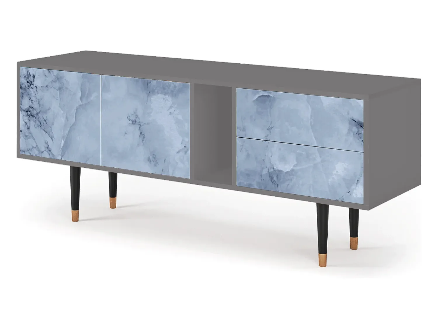 Móvel De Tv* Mueble de TV - 170х69х48 cm - T1 - Feather Ice, Cinza Cinzento