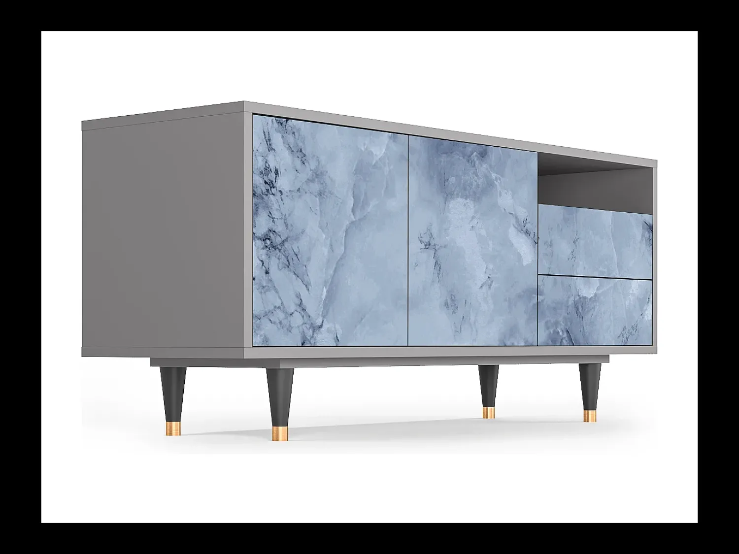 Móvel De Tv* Mueble de TV - 125х56х41 cm - T7 - Feather Ice, Cinza Cinzento