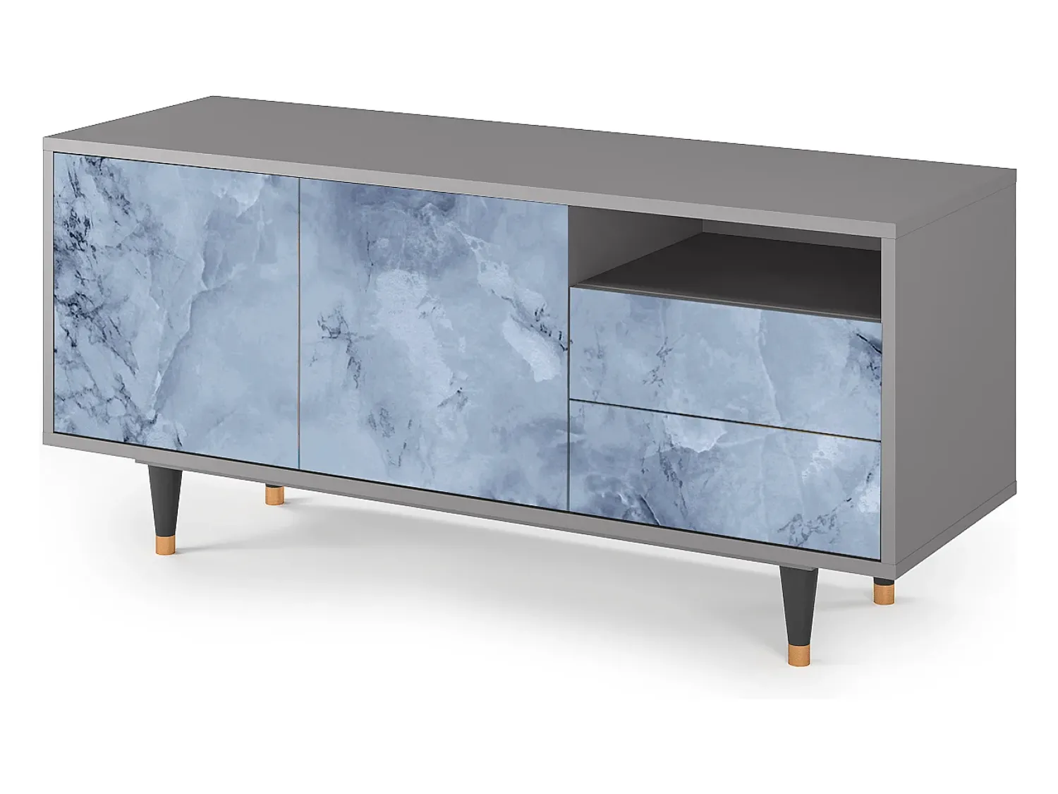 Móvel De Tv* Mueble de TV - 125х56х41 cm - T7 - Feather Ice, Cinza Cinzento