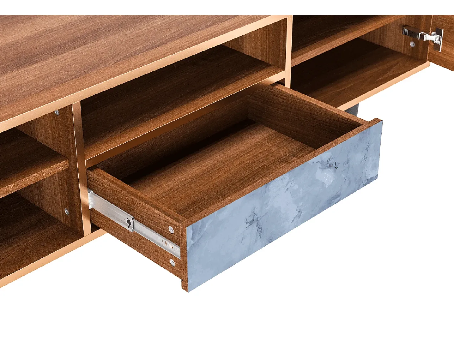 New Mueble de TV - 170х59х41 cm - T6 - Feather Ice, Nogueira Castanho