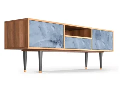 New Mueble de TV - 170х59х41 cm - T6 - Feather Ice, Nogueira Castanho