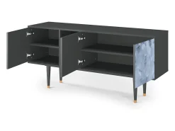 Móvel De Tv| Mueble de TV - 150х69х41 cm - T5 - Feather Ice, Antracite Cinza antracite