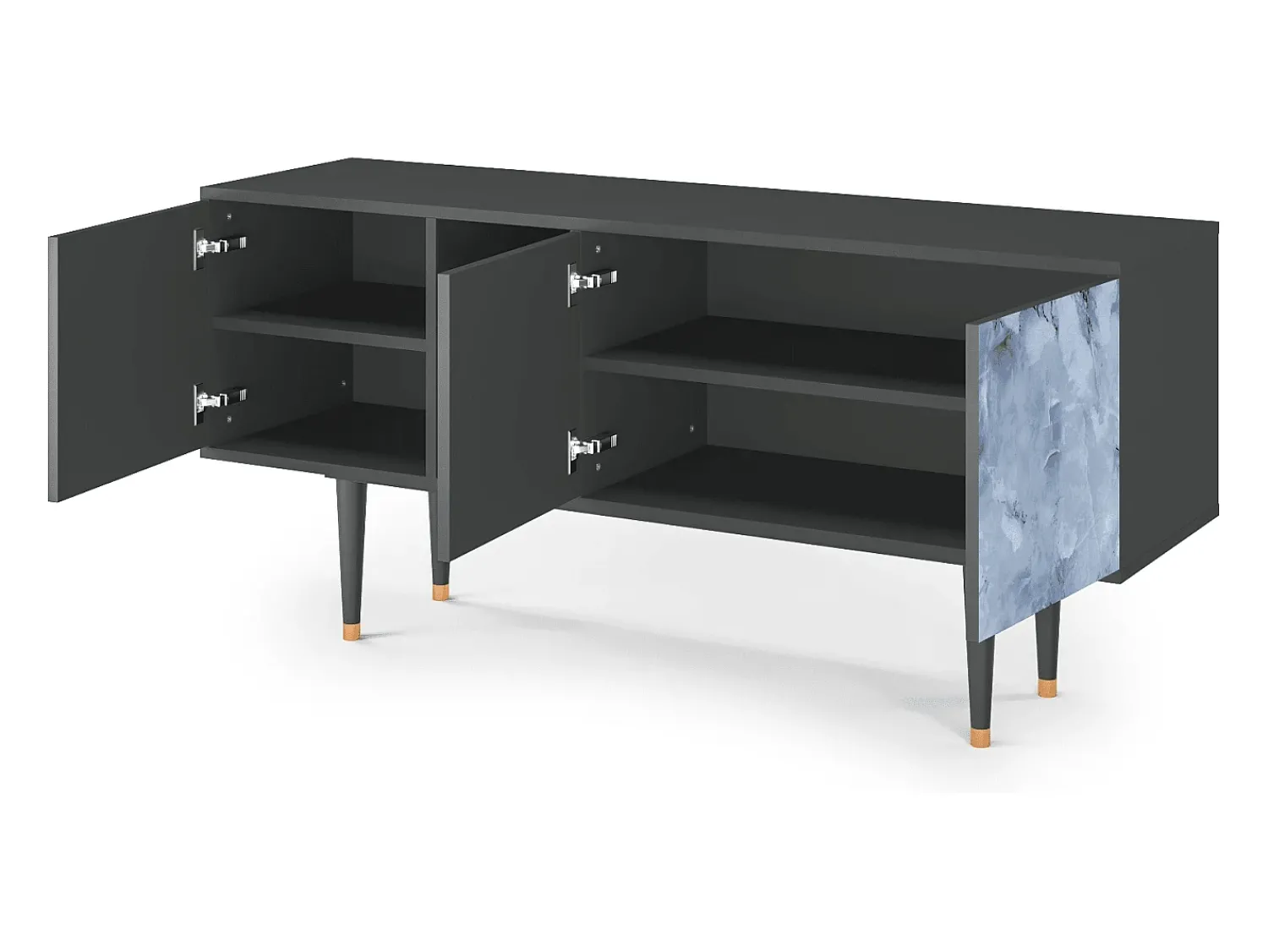 Móvel De Tv| Mueble de TV - 150х69х41 cm - T5 - Feather Ice, Antracite Cinza antracite