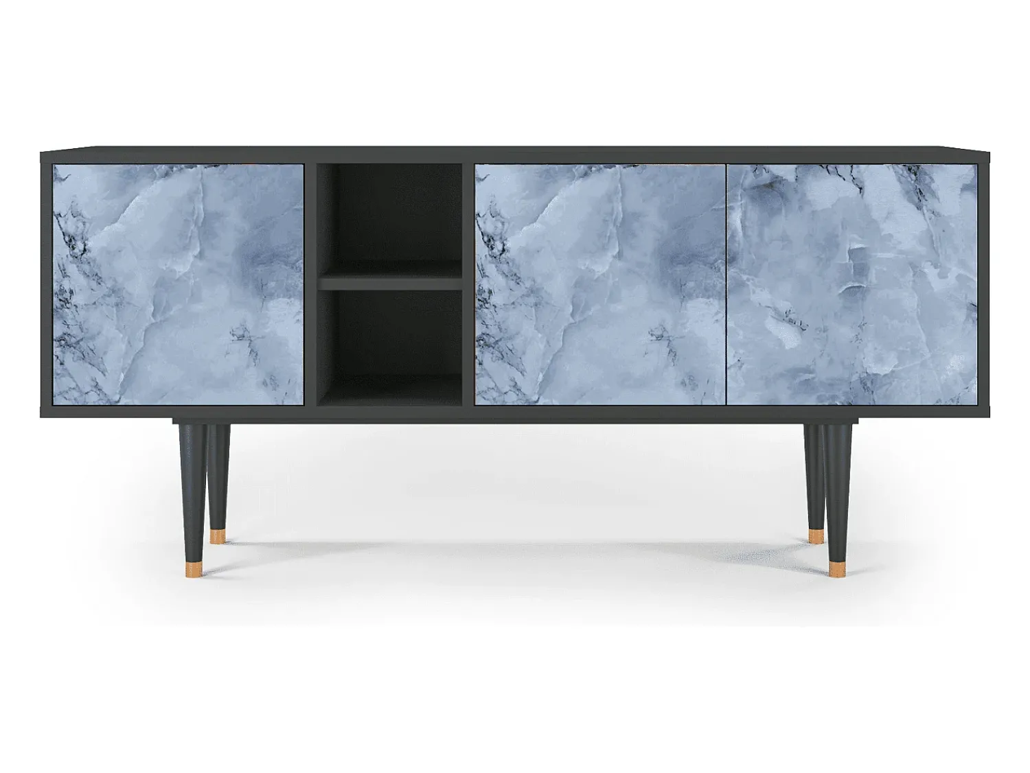 Móvel De Tv| Mueble de TV - 150х69х41 cm - T5 - Feather Ice, Antracite Cinza antracite