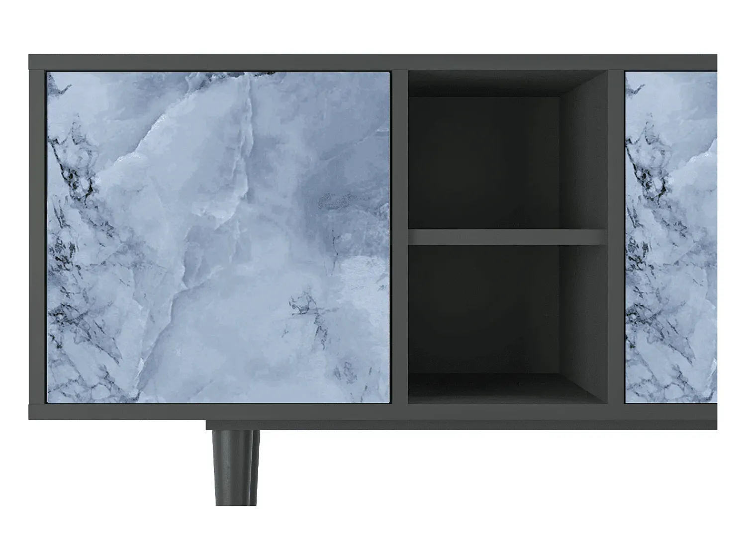 Móvel De Tv| Mueble de TV - 150х69х41 cm - T5 - Feather Ice, Antracite Cinza antracite