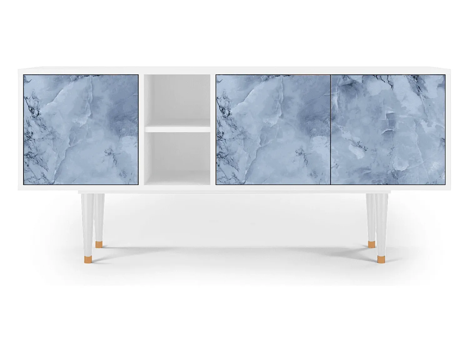 New Mueble de TV - 150х69х41 cm - T5 - Feather Ice, Branco Bege
